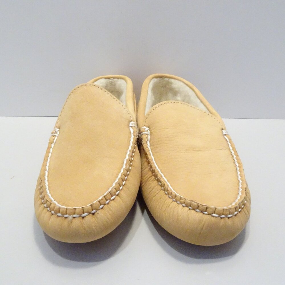 Vtg L.L. Bean Sherpa Moccasin Slippers Sz 5 Women’s Tan Slip On